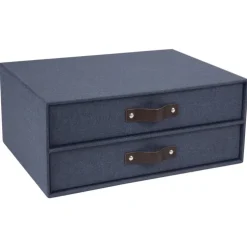Box m 2 lådor Birger canvas blå